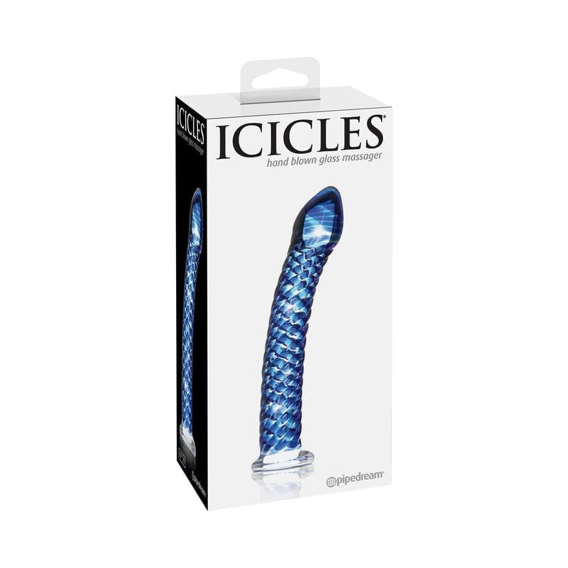 Icicles #29 7.25in Glass Dildo Blue