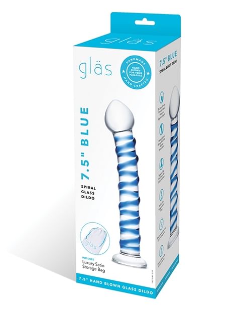 Glas blue spiral glass dildo