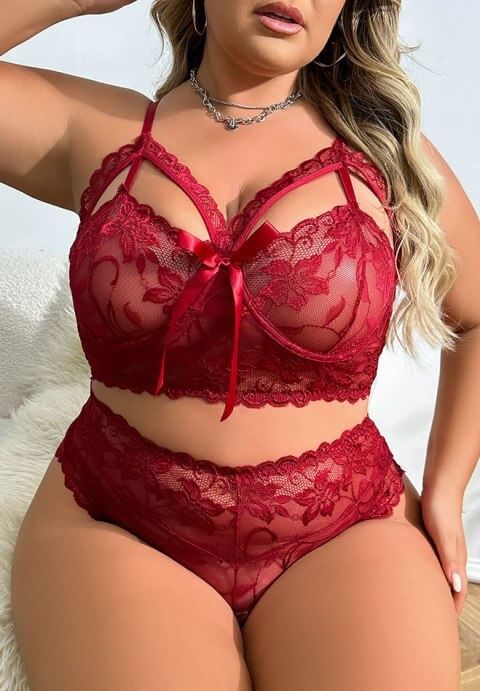 Plus Size Lacy Romance Bra Set